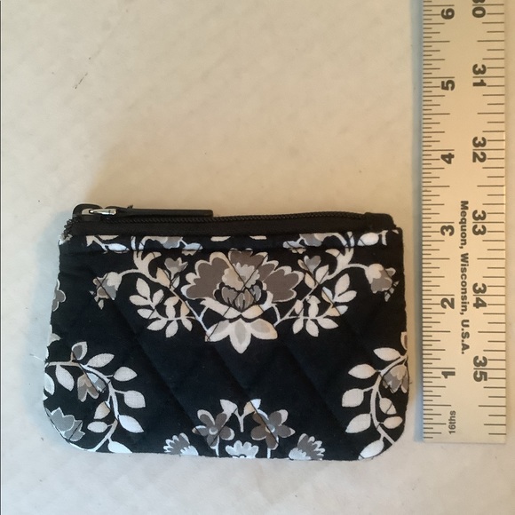 Vera Bradley Crossbody Shoulder Bag With Coin Pouch Black/White/Grey Floral - Picture 10 of 13